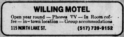 Aspen Motor Inn (Willing Motel) - July 13 1975 Ad